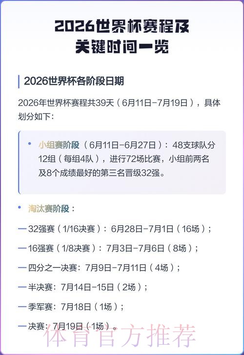 2026世界杯完整赛程一览最新时间表查询入口